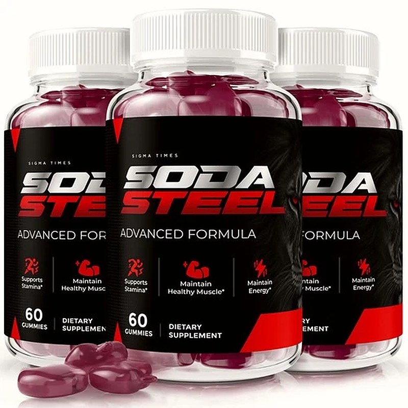 Three Soda Steel gummy bottles